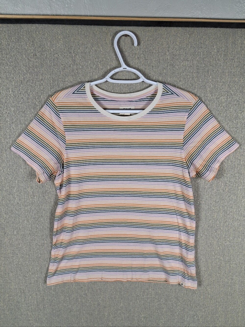 Pact Softspun T-Shirt Size Medium Multicolor Striped Short Sleeve Organic Cotton